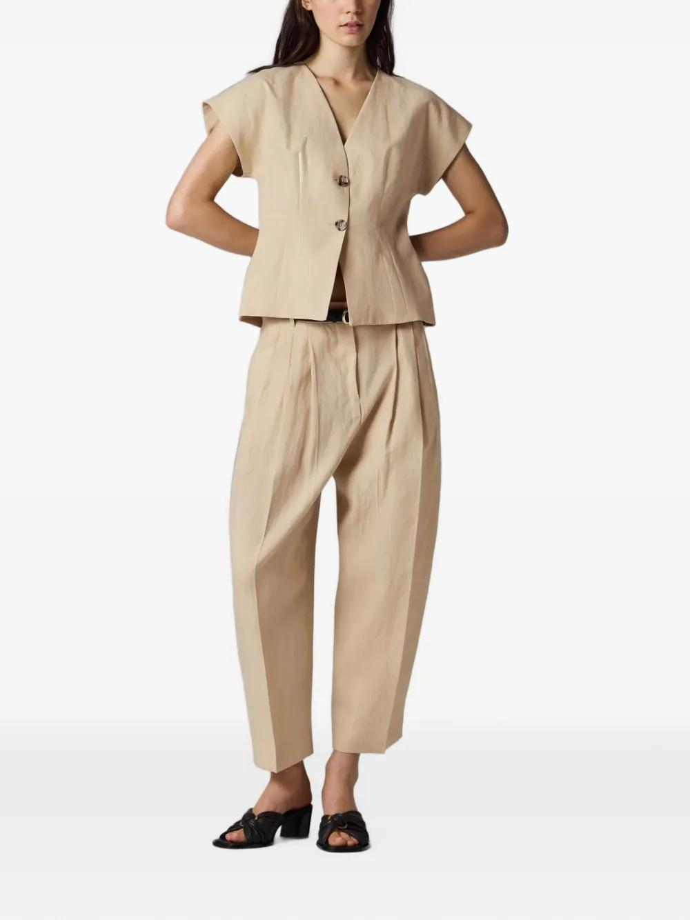 Paul Smith Top met ceintuur en V-hals Beige