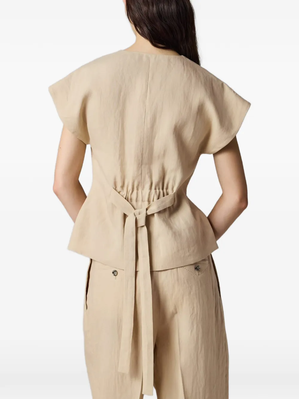 Paul Smith Linen Button Top in Neutrals, view 3