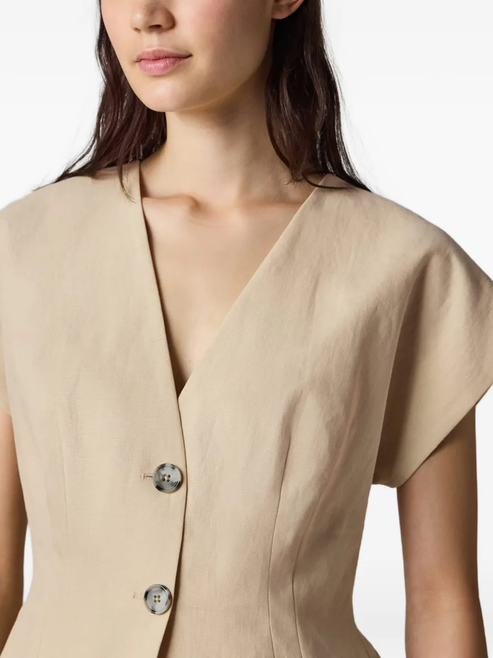 Paul Smith Linen Button Top in Neutrals, view 4