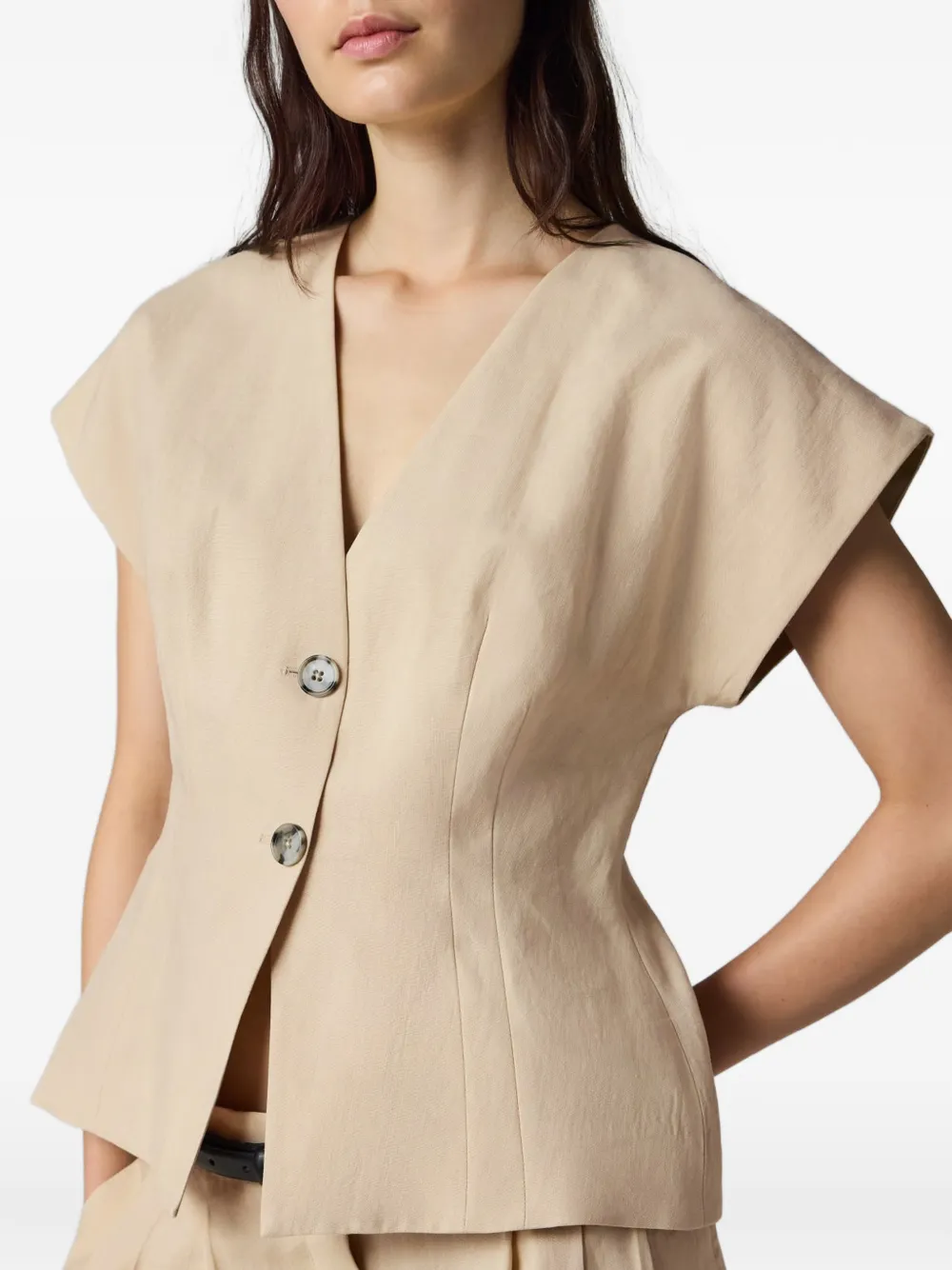 Paul Smith Linen Button Top in Neutrals, view 5
