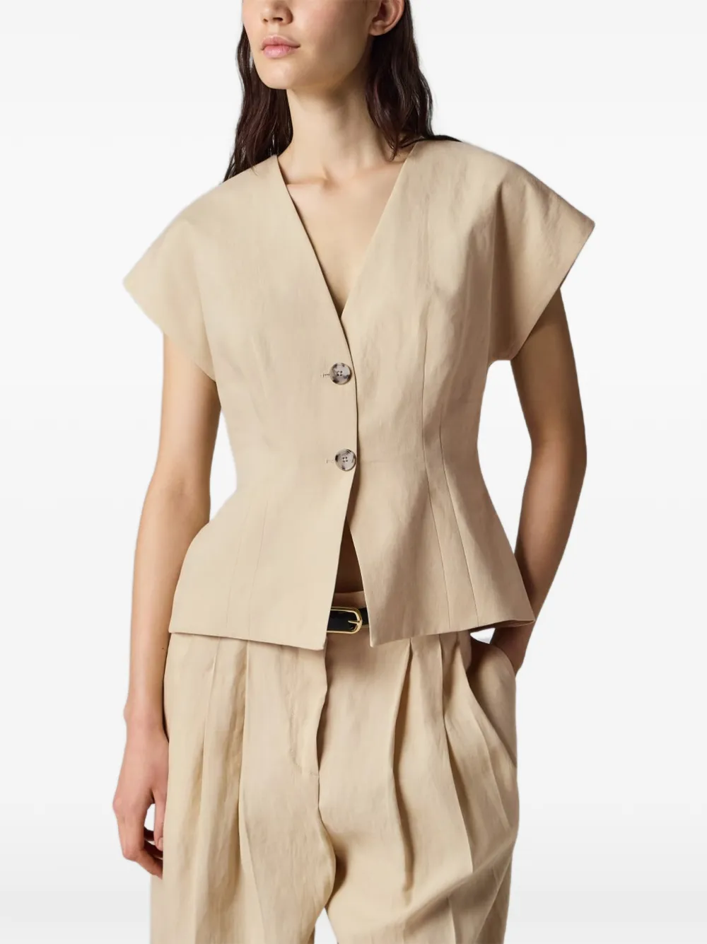 Paul Smith Linen Button Top in Neutrals, view 2
