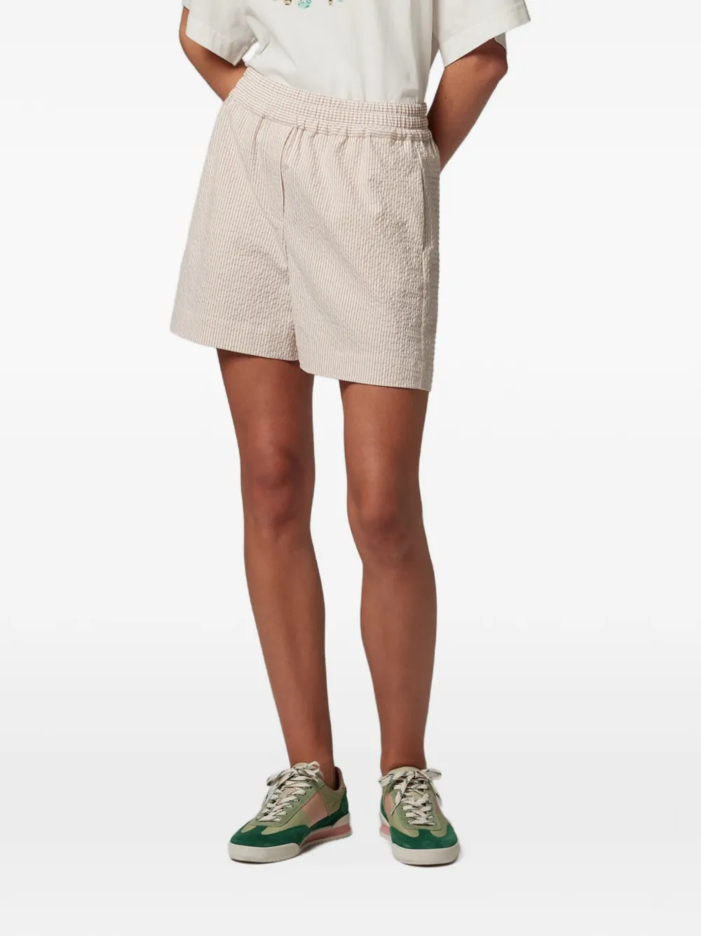 PS Paul Smith Gestreepte seersucker shorts Beige