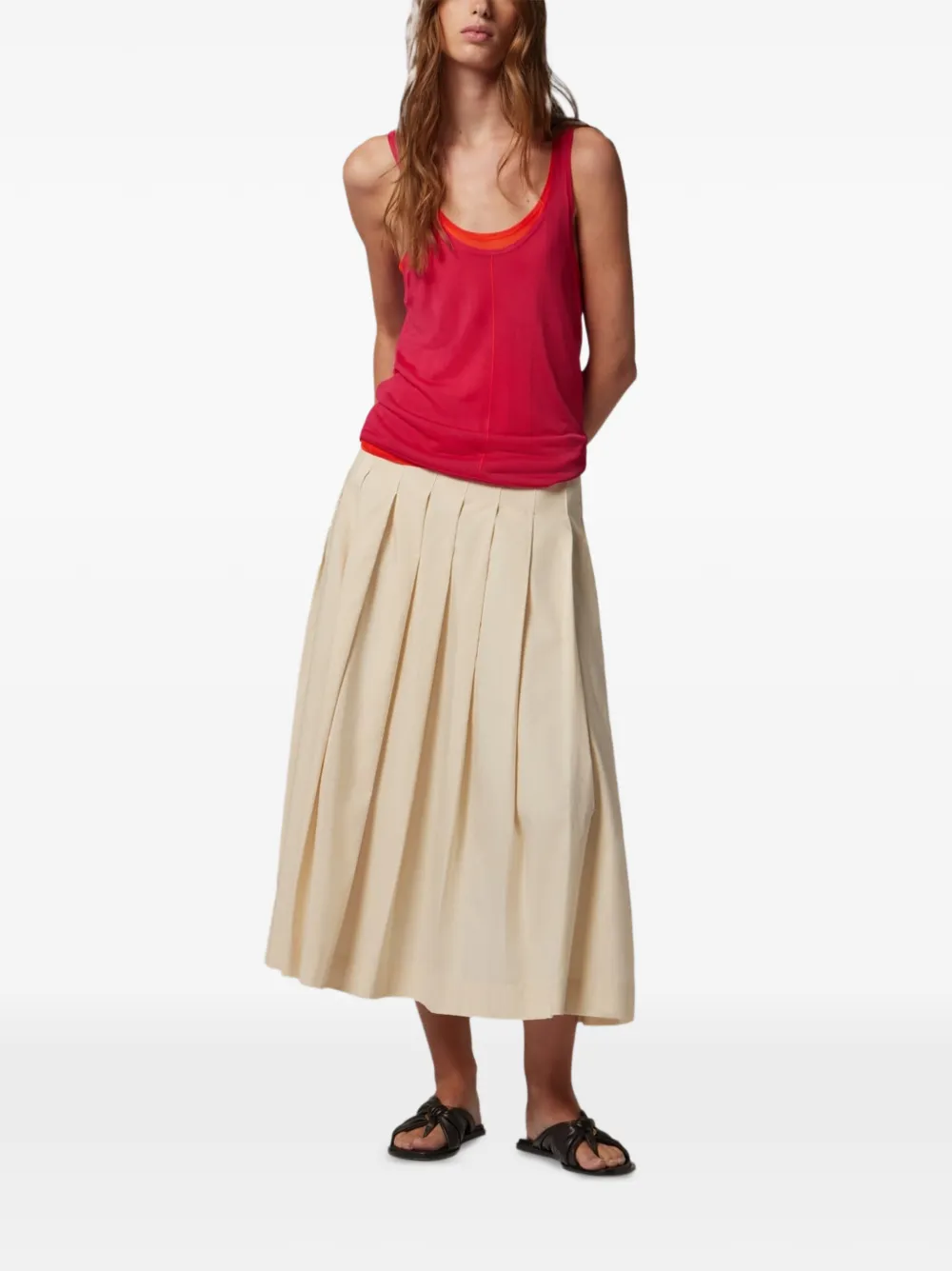 Paul Smith Pleated Cotton-blend Skirt in Neutrals, view 3