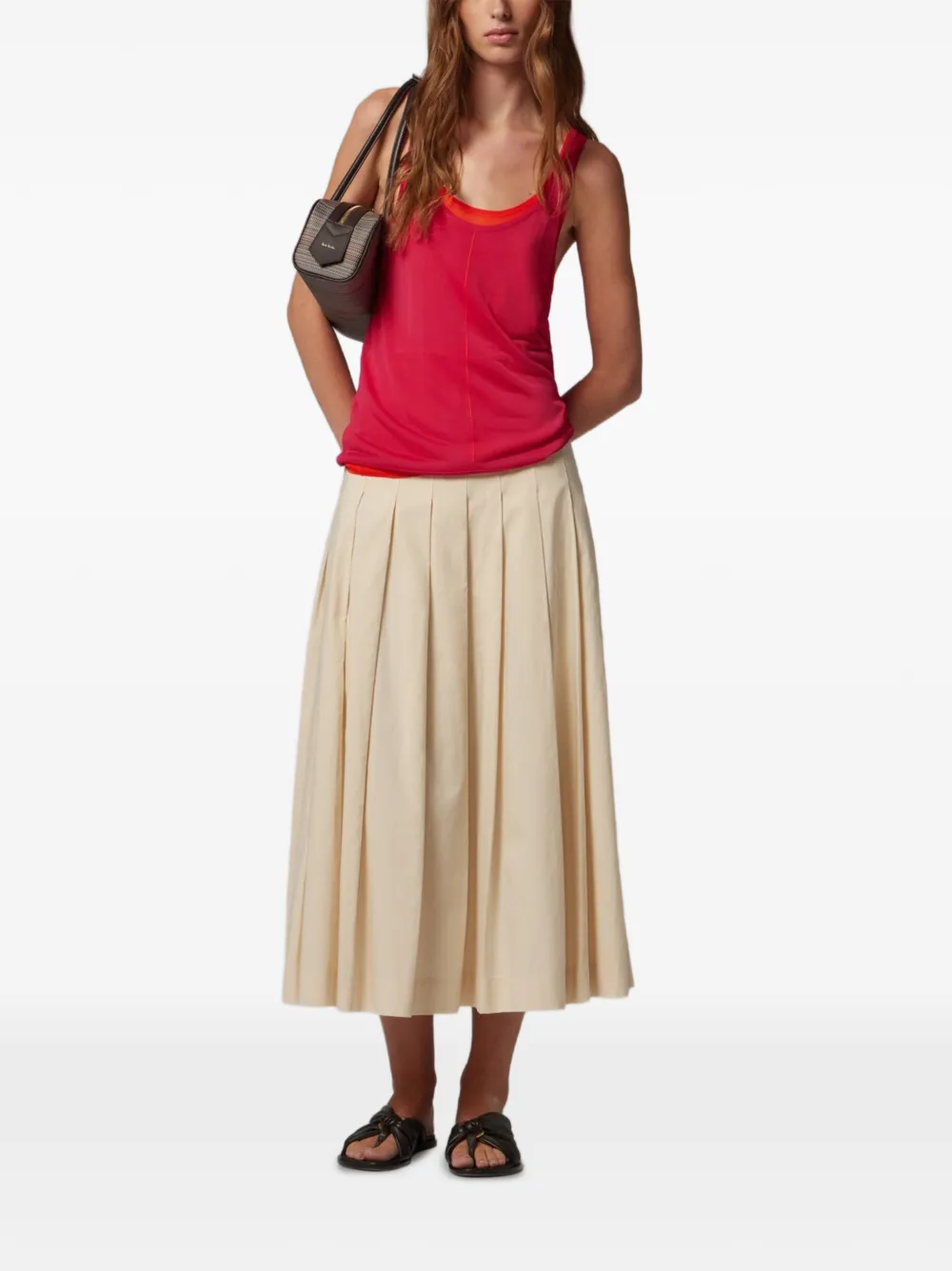 Paul Smith Pleated Cotton-blend Skirt in Neutrals, view 2