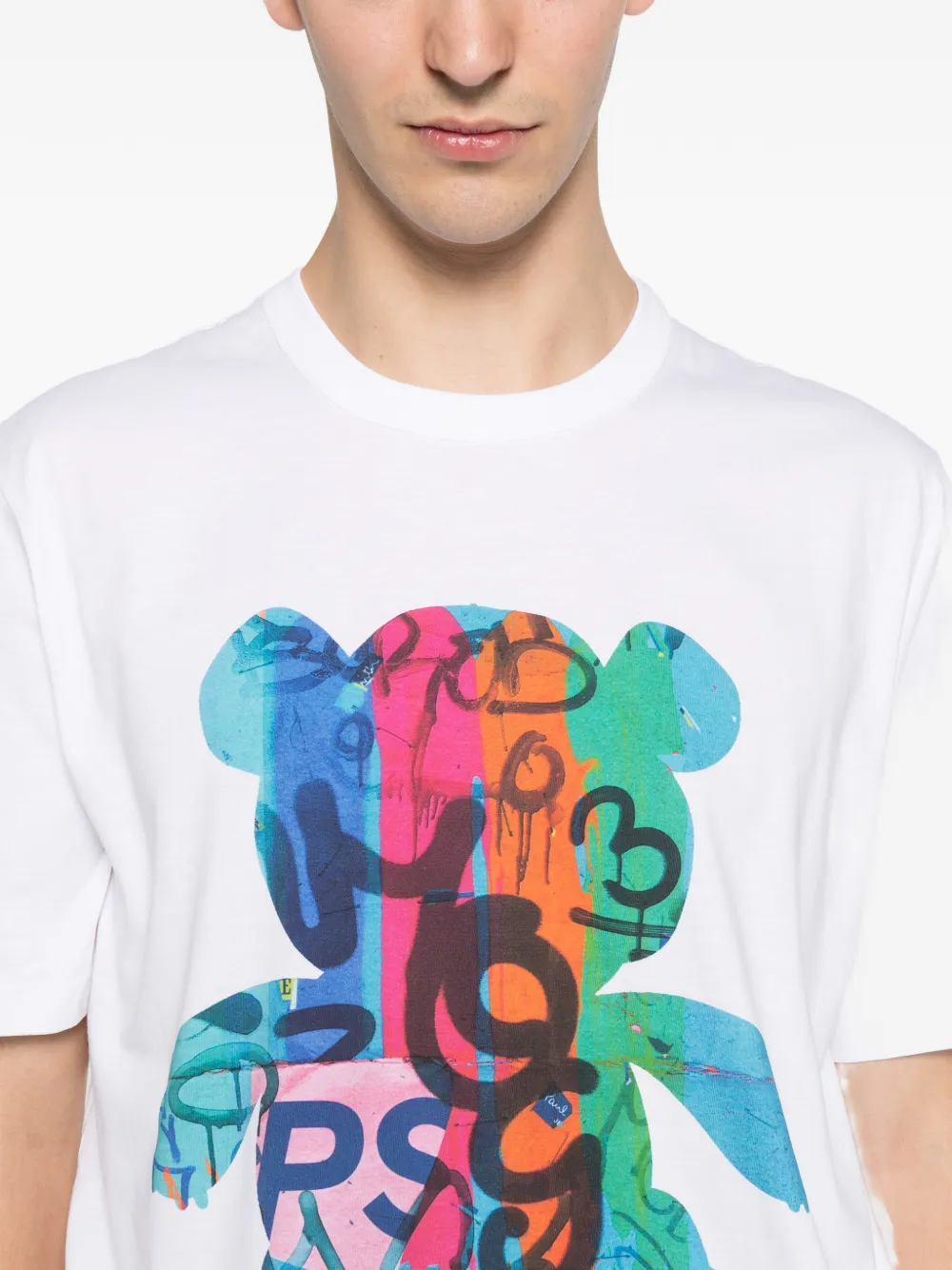 PS Paul Smith T-shirt met Teddy-print Wit