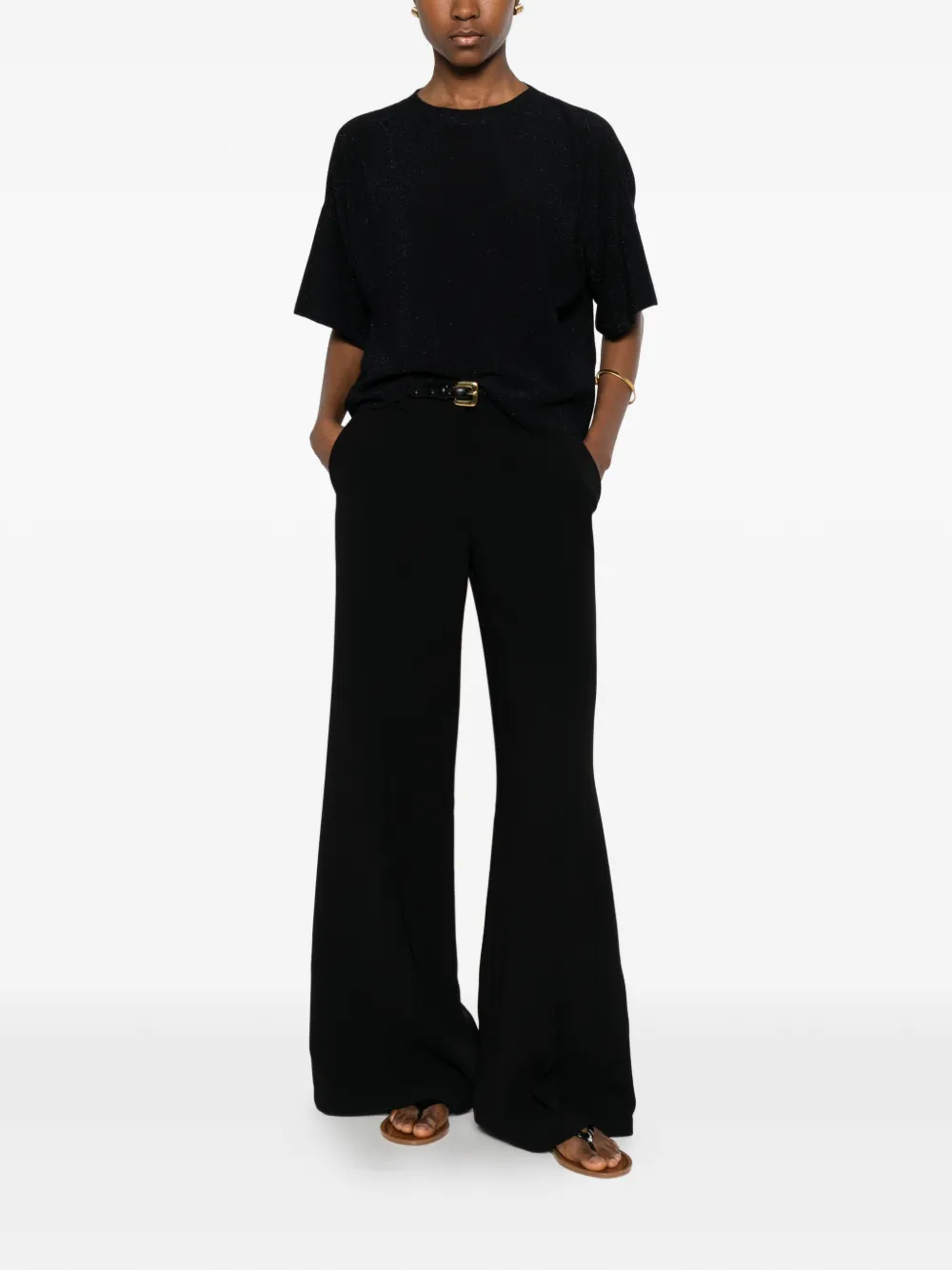 Fabiana Filippi T-shirt met glanzend effect en korte mouwen Blauw