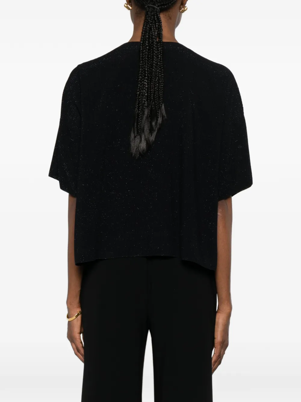Fabiana Filippi T-shirt met glanzend effect en korte mouwen Blauw