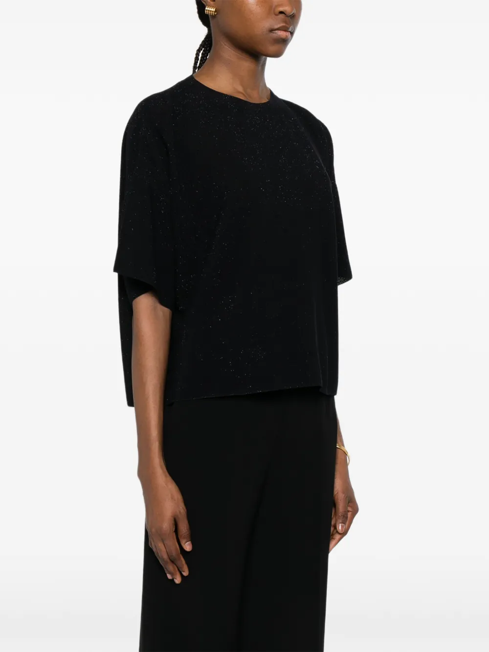 Fabiana Filippi T-shirt met glanzend effect en korte mouwen Blauw