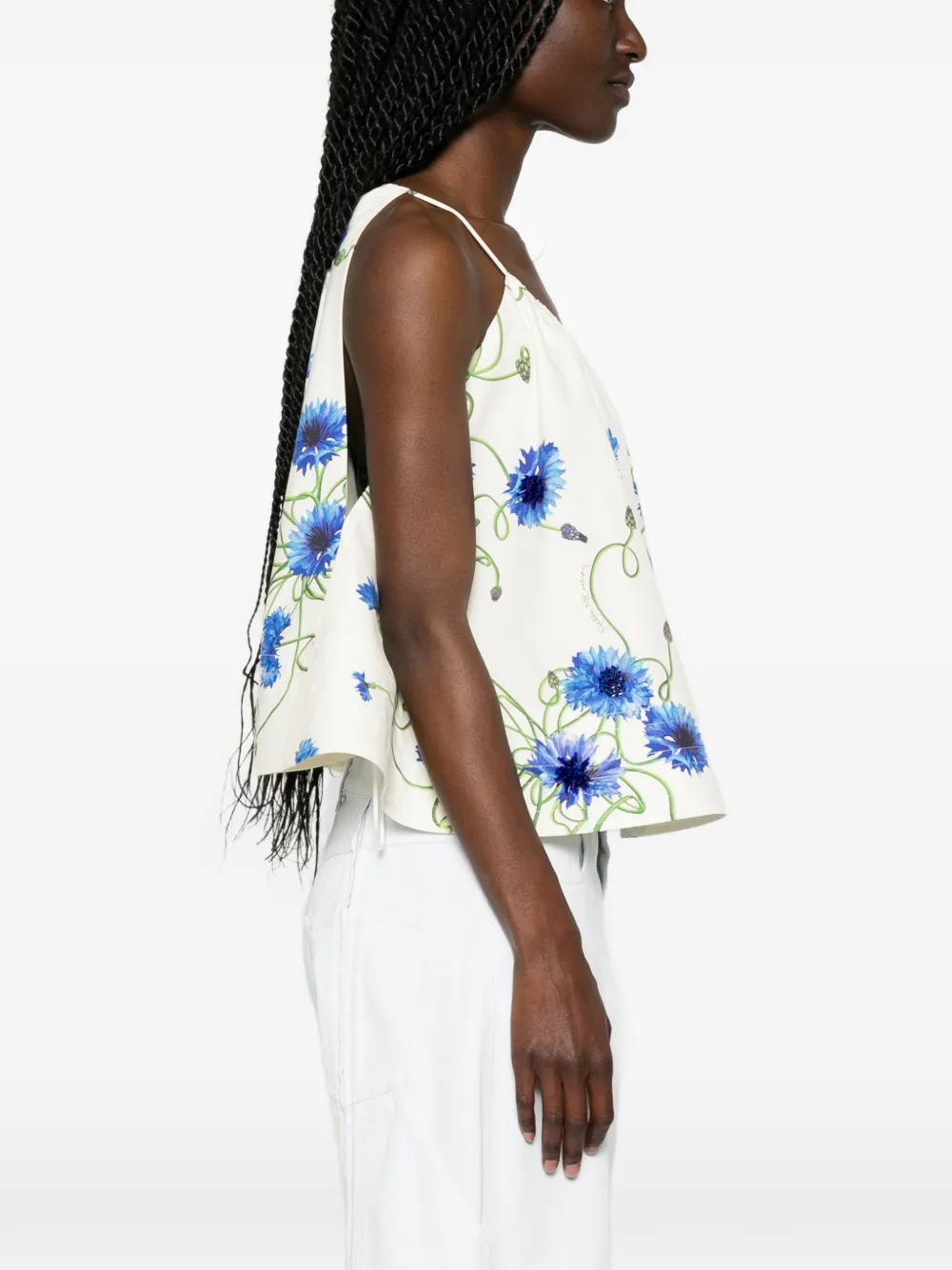 Stella McCartney Mouwloze top met borduurwerk en franje Wit
