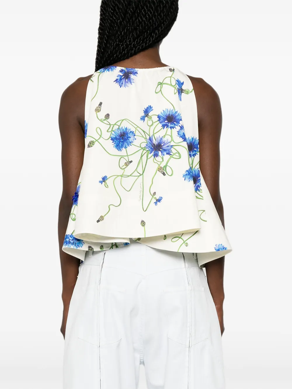 Stella McCartney Mouwloze top met borduurwerk en franje Wit