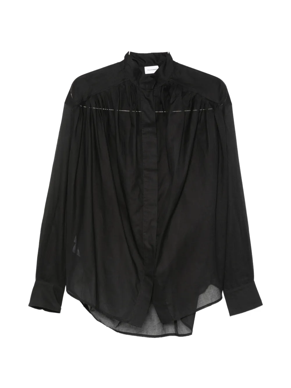 THE ANDAMANE Rania gathered semi-sheer blouse - Nero