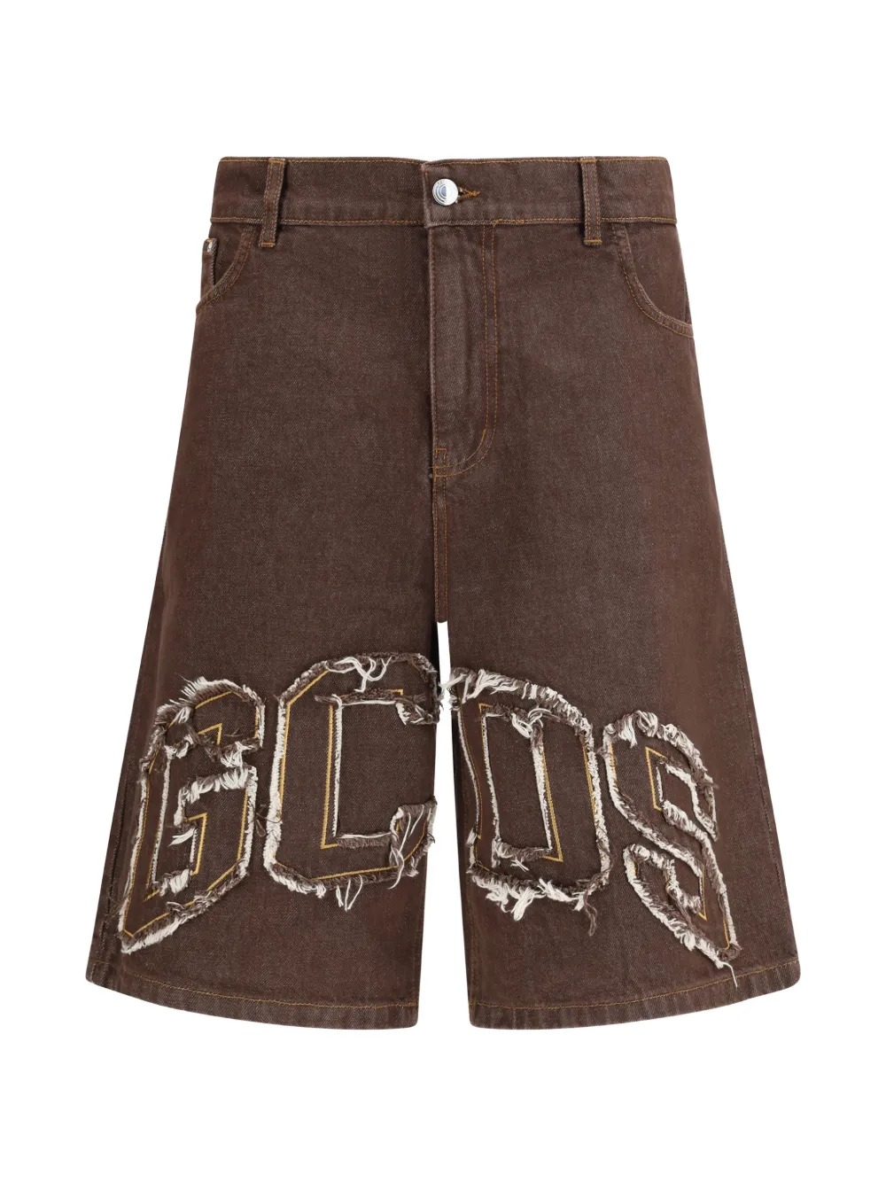 GCDS frayed logo-patch shorts - Braun
