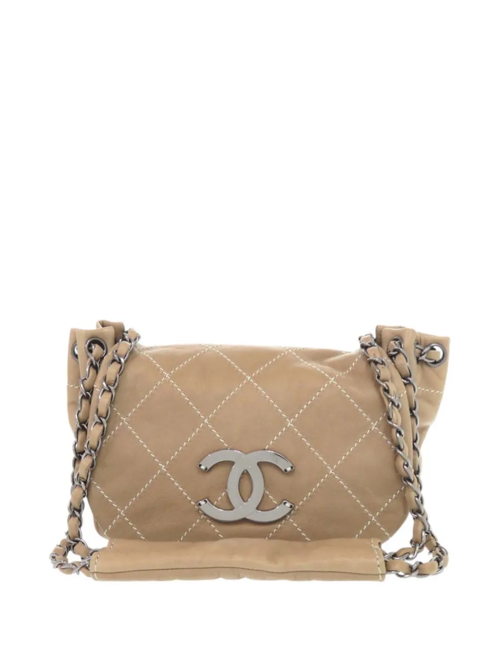 CHANEL Pre-Owned 2004-2005 CC Wild Stitch Lambskin Accordion Flap shoulder bag - Toni neutri