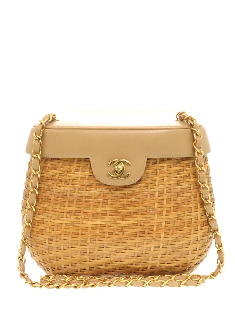 CHANEL Pre-Owned 1997-1999 Wicker and Lambskin Basket crossbody bag - Toni neutri