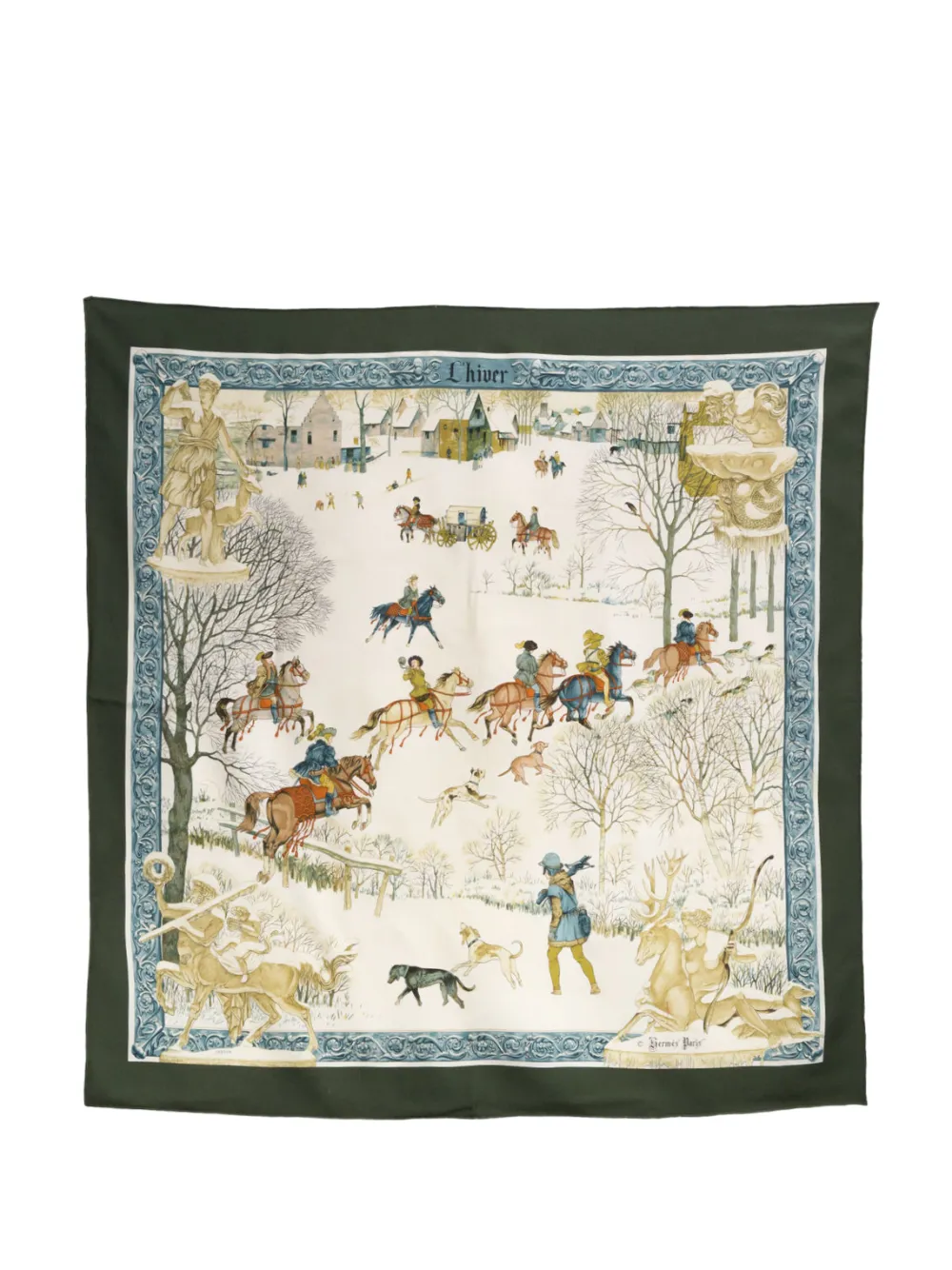 Hermès Pre-Owned 1970s L’Hiver silk scarf - Grün