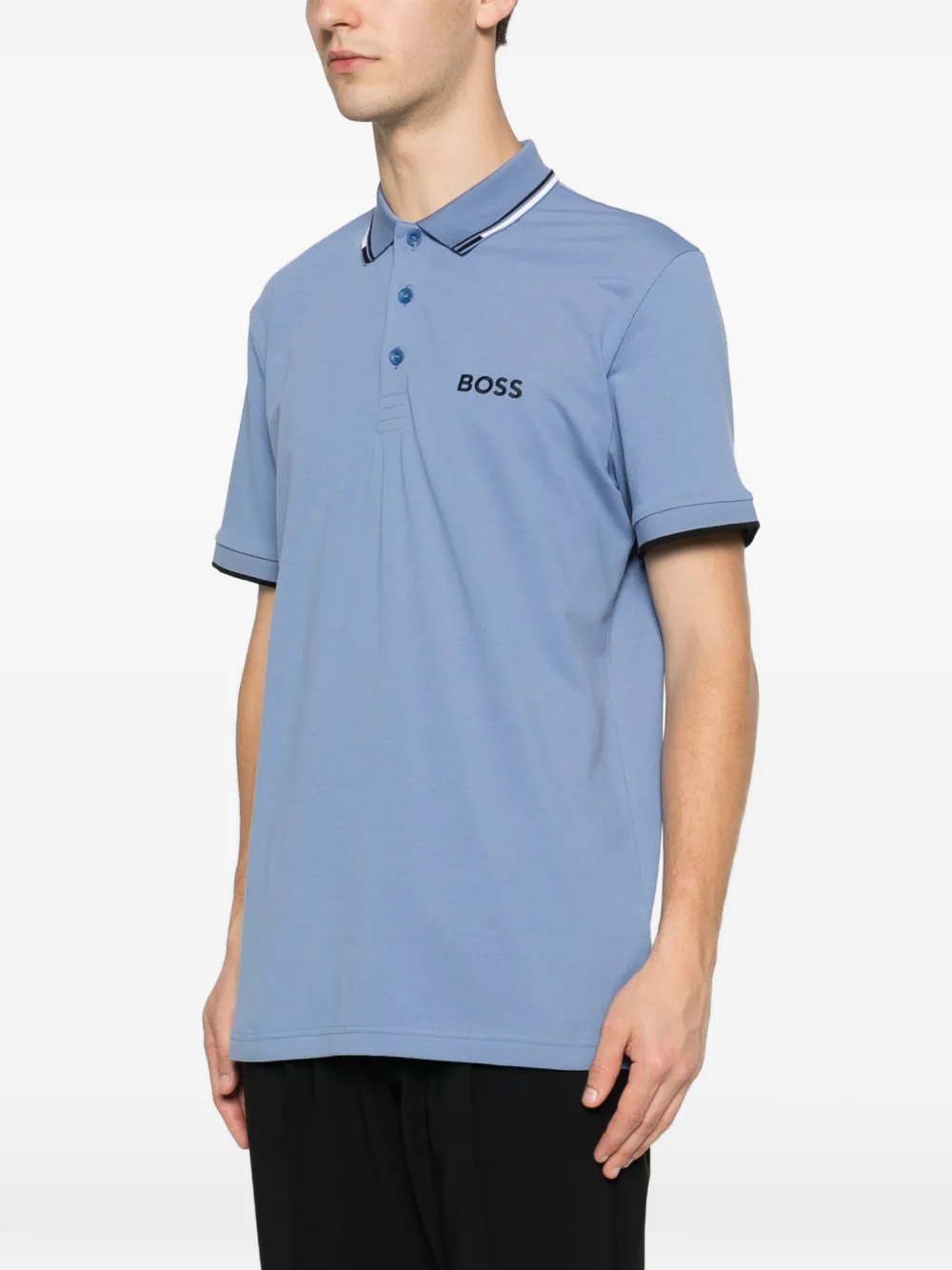  Boss Polo Con Logo Estampado - Azul 