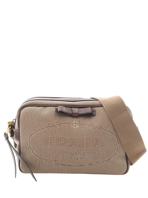 Prada Pre-owned 2010-2025 Jacquard Logo Crossbody Bag in Neutrals