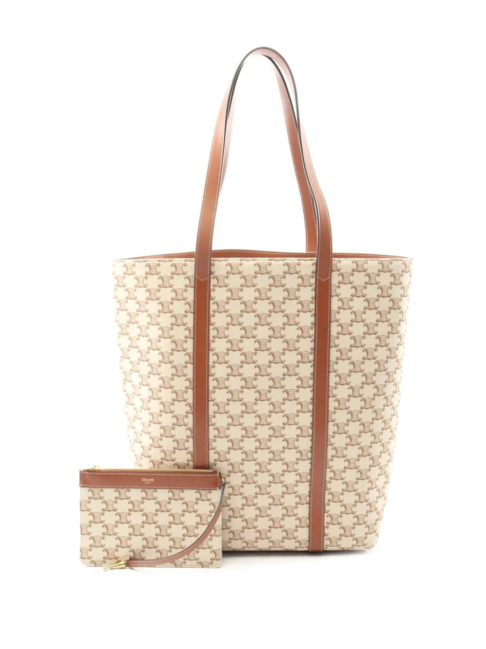 Celine Pre-Owned 2023 Triomphe Coated Canvas Museum Tall Shopper tote bag - Toni neutri