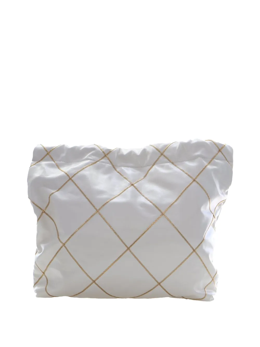  Chanel Pre-owned Petit Sac Cabas 22 En Cuir De Veau Matelassé Brillant Avec Chaîne (2021-2025) - Blanc 