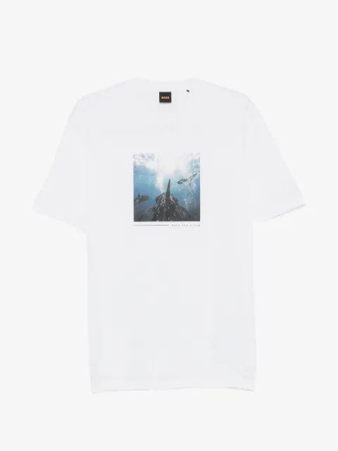 BOSS cotton-jersey T-shirt with printed artwork