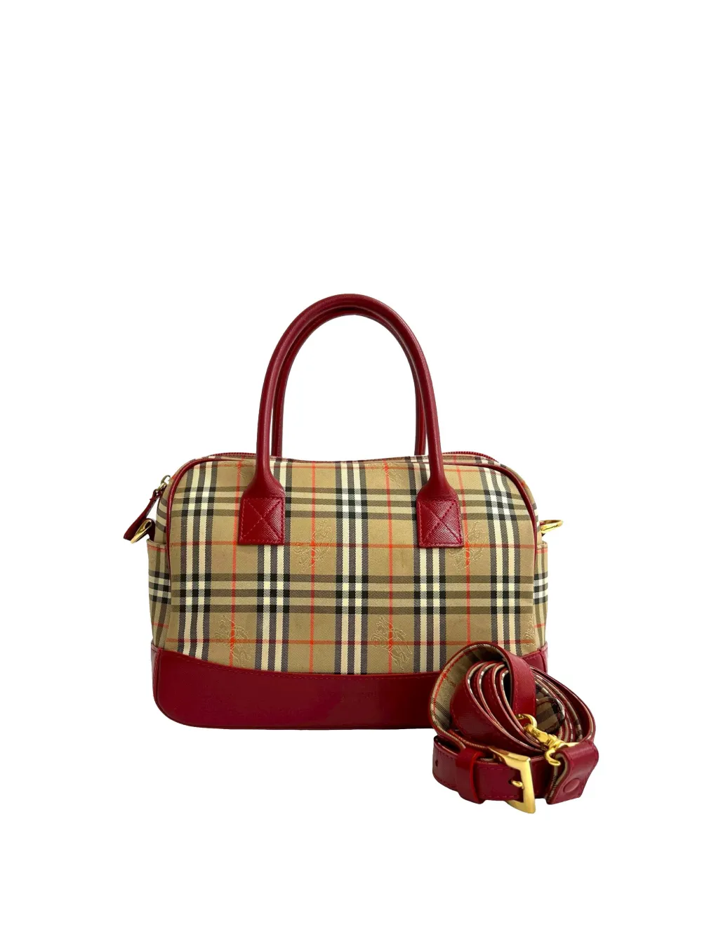 Burberry Pre-Owned 2000-2017 Haymarket Check Satchel-Tasche aus beschichtetem Canvas - Rot