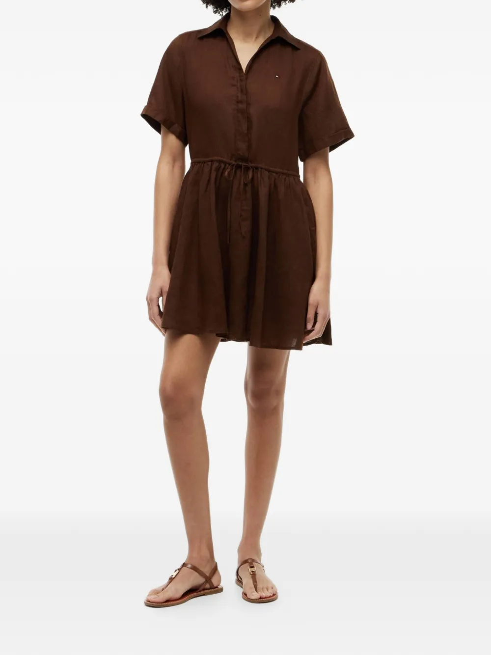 Tommy Hilfiger drawstring-waist shirt dress - Marrone