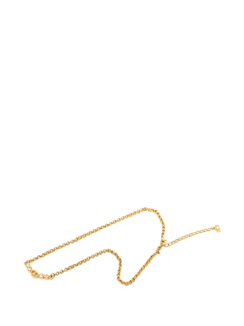 Christian Dior Pre-Owned 1980-1990 Gold Plated Rhinestone CD Pendant Necklace costume necklace