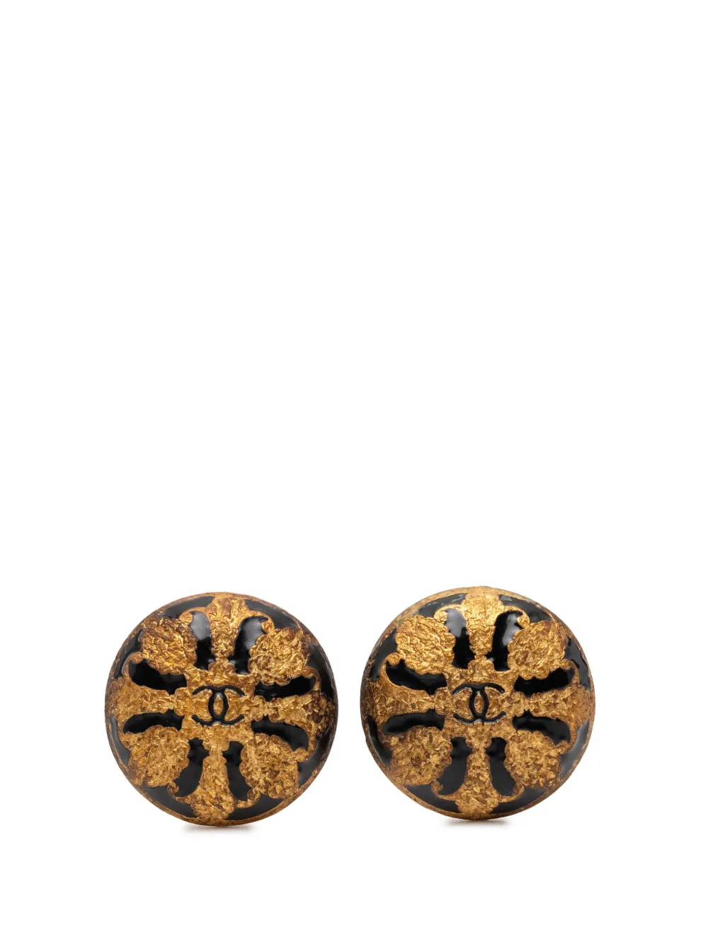 CHANEL Pre-Owned 1995 CC Gold Plated Enamel Clip On Earrings costume earrings - Oro