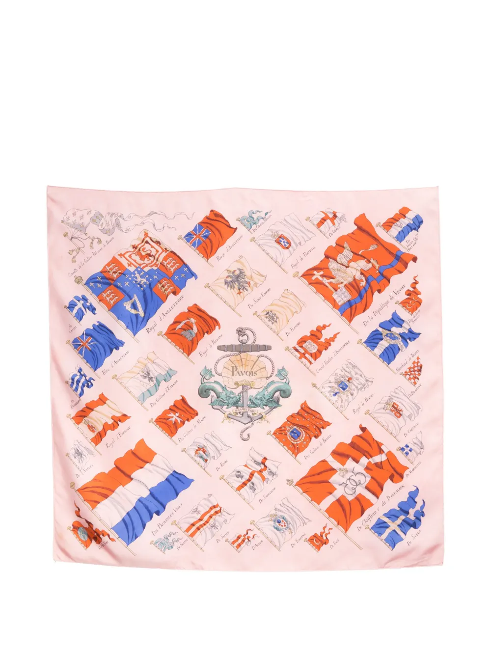Hermès Pre-Owned 1990s flag print silk scarf - Rosa