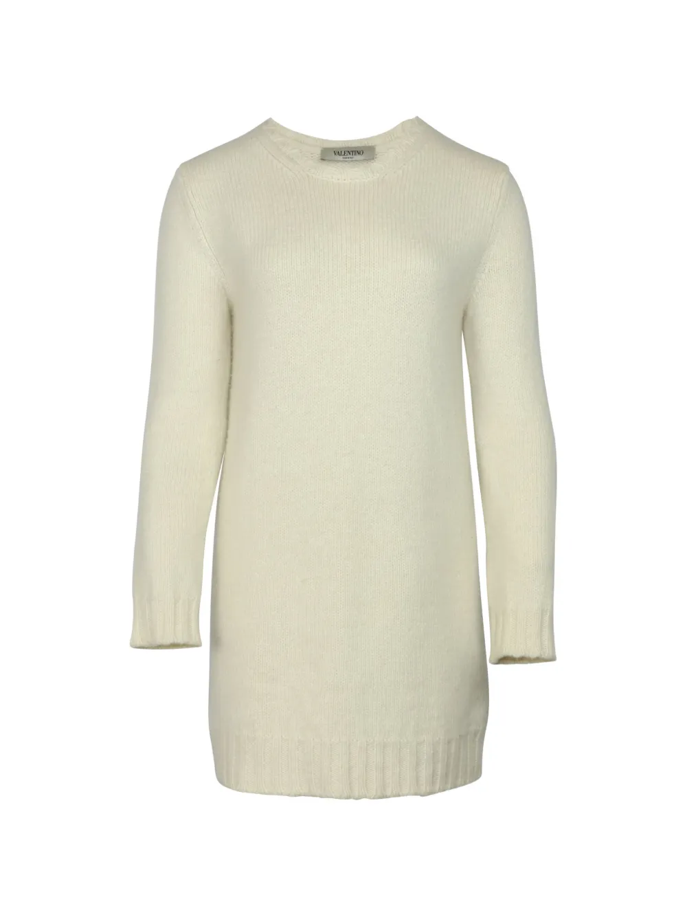 Pre-owned Mario Valentino Vintage Knit Round-neck Dress In Neutrals