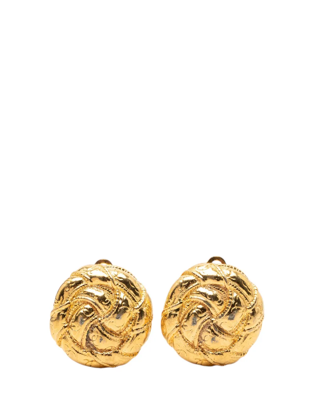 CHANEL Pre-Owned 20th Century CC Gold Plated Round Clip On Earrings costume earrings - Oro