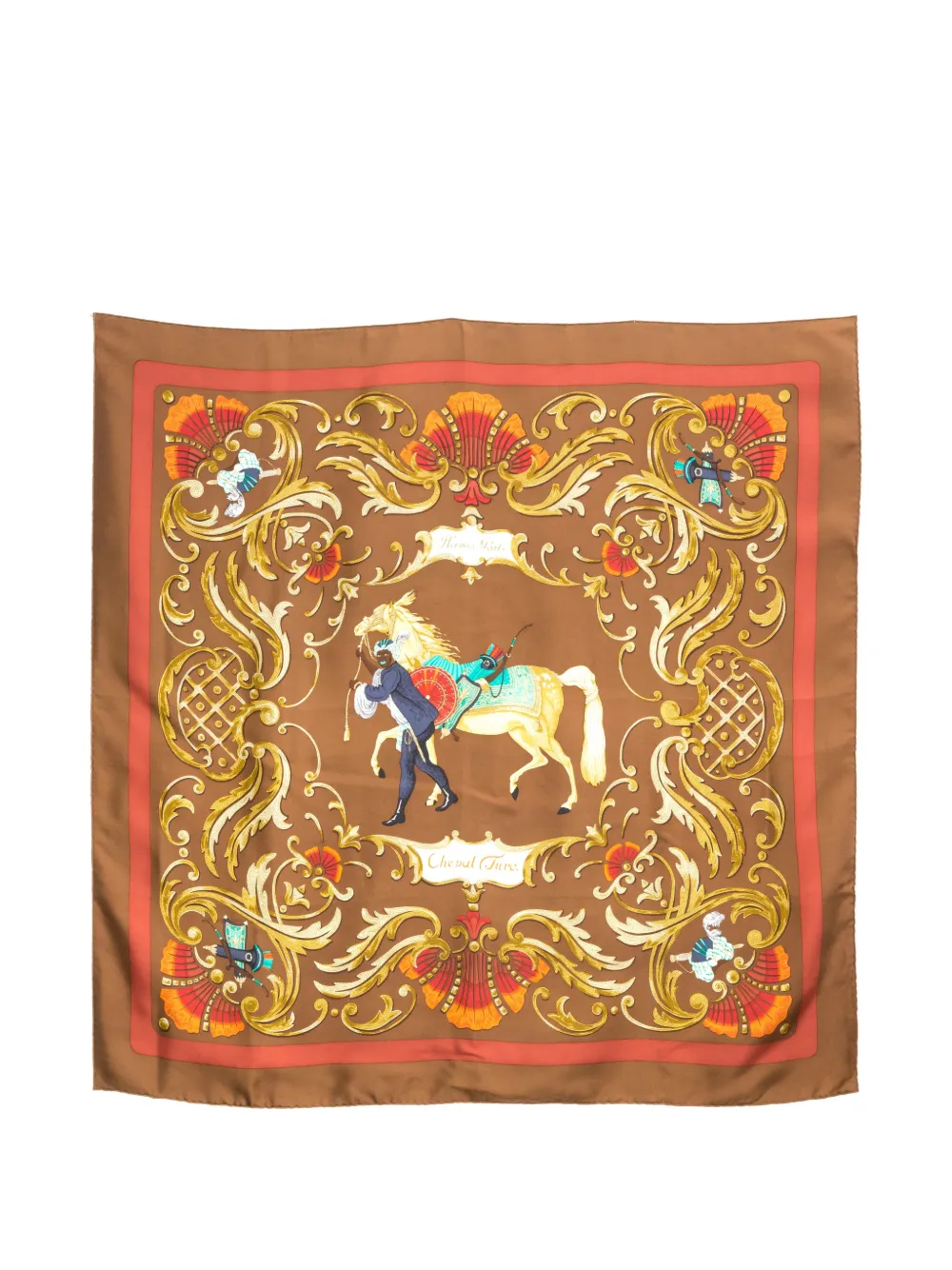 Hermès Pre-Owned 1989 Cheval Turc silk scarf - Braun