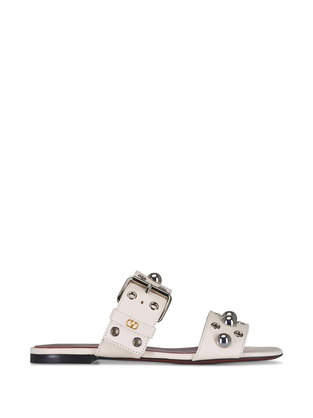 Valentino Garavani Nellcôte buckle embellished flat sandals - White