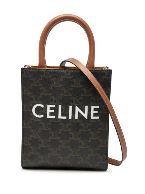 Celine Pre-Owned 2022 Mini Triomphe Coated Canvas Vertical Cabas satchel