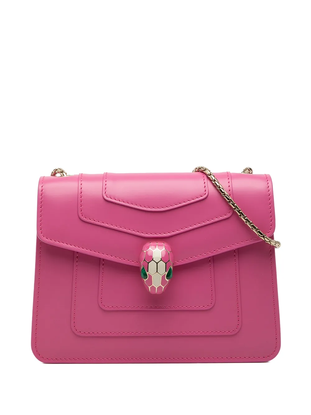 Bvlgari Pre-Owned 2010-2026 Small Leather Square Serpenti Forever Chain crossbody bag - Rosa