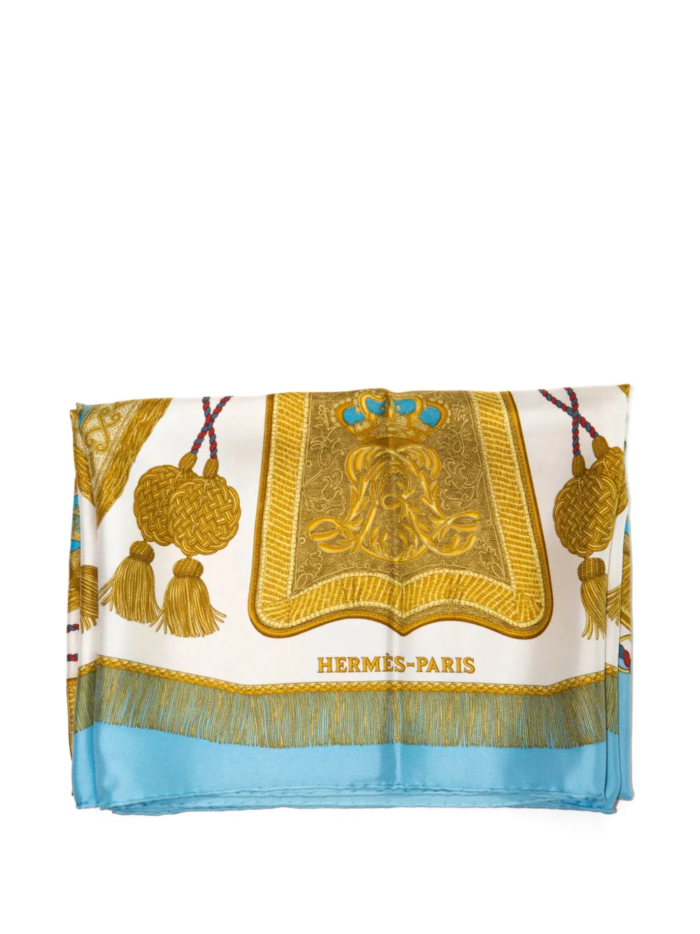 Hermès Pre-Owned 1987 Poste et Cavalerie silk scarf - Blu