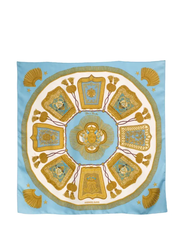Hermès Pre-owned 1987 Poste Et Cavalerie Silk Scarf in Blue