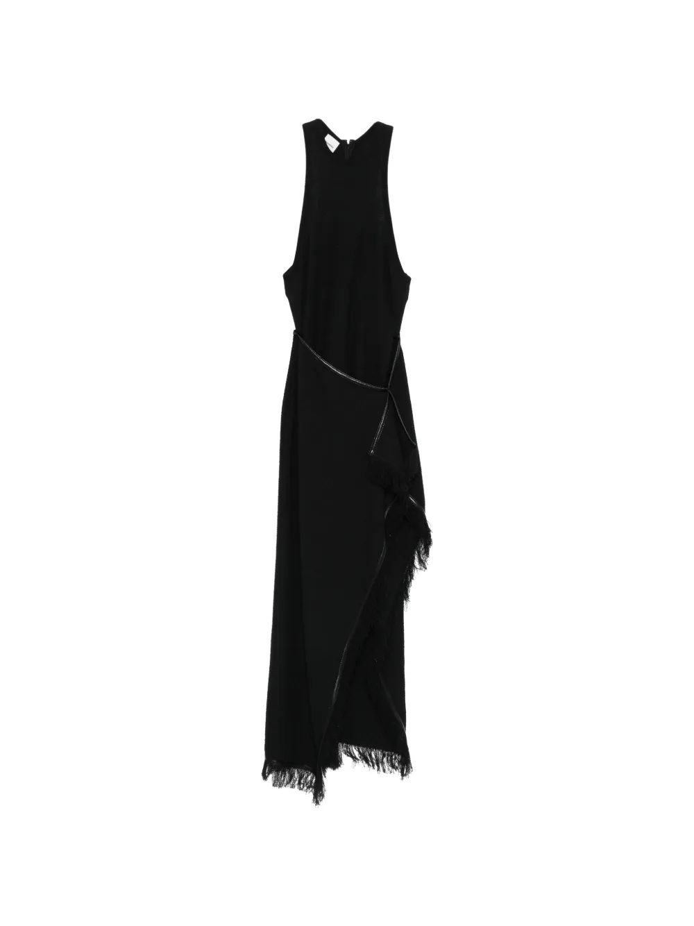 Nanushka Rayen frayed draped midi dress - Nero