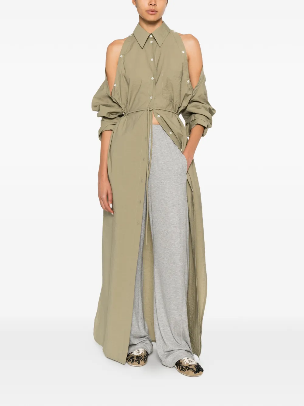 Nanushka Erisha maxi-blousejurk met knoopdetail Groen