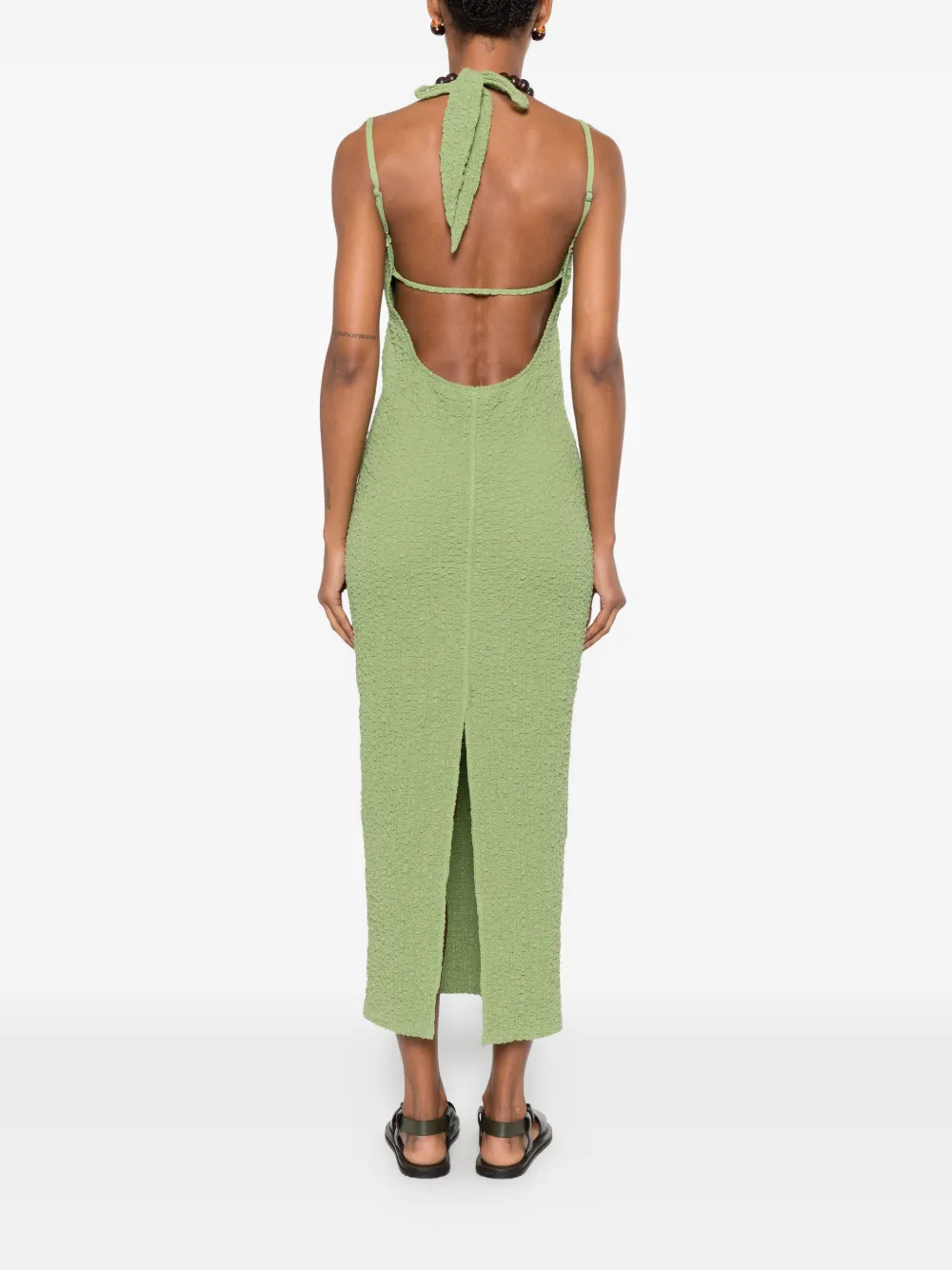 Nanushka Adelaide midi-jurk met open rug en kralen Groen