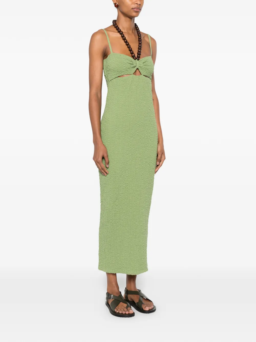 Nanushka Adelaide midi-jurk met open rug en kralen Groen