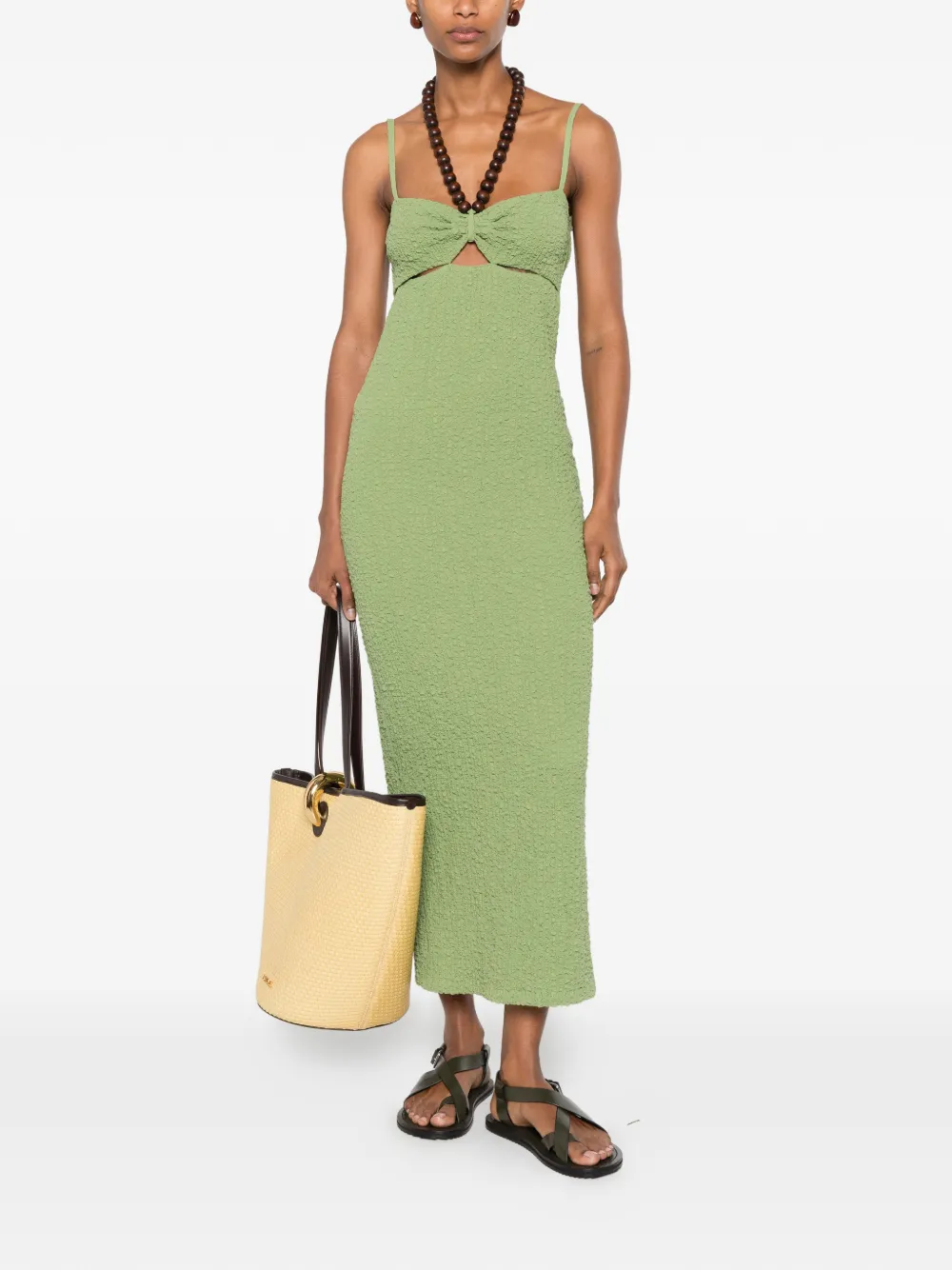 Nanushka Adelaide midi-jurk met open rug en kralen Groen