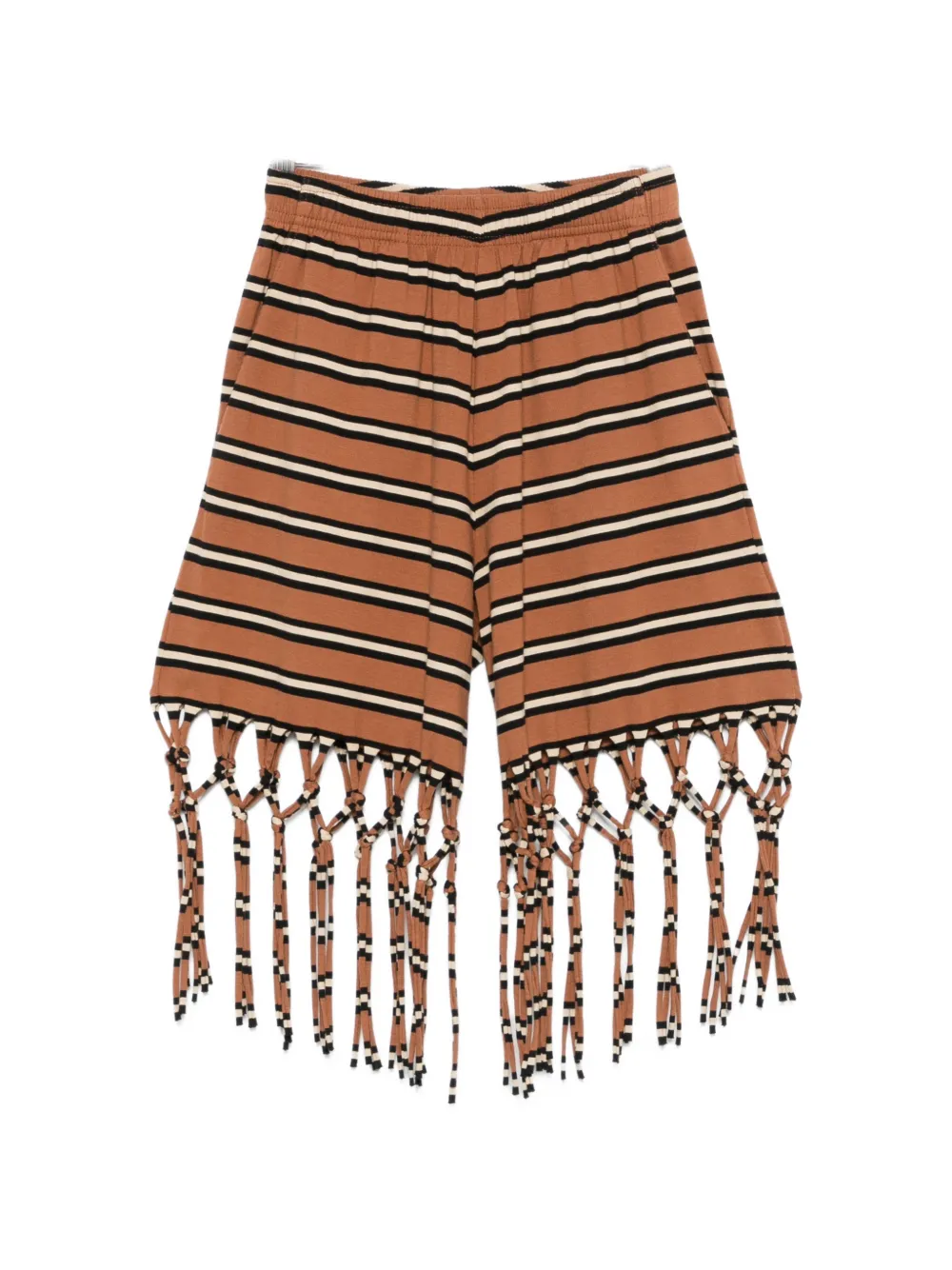 Nanushka Analu fringed striped shorts - Marrone
