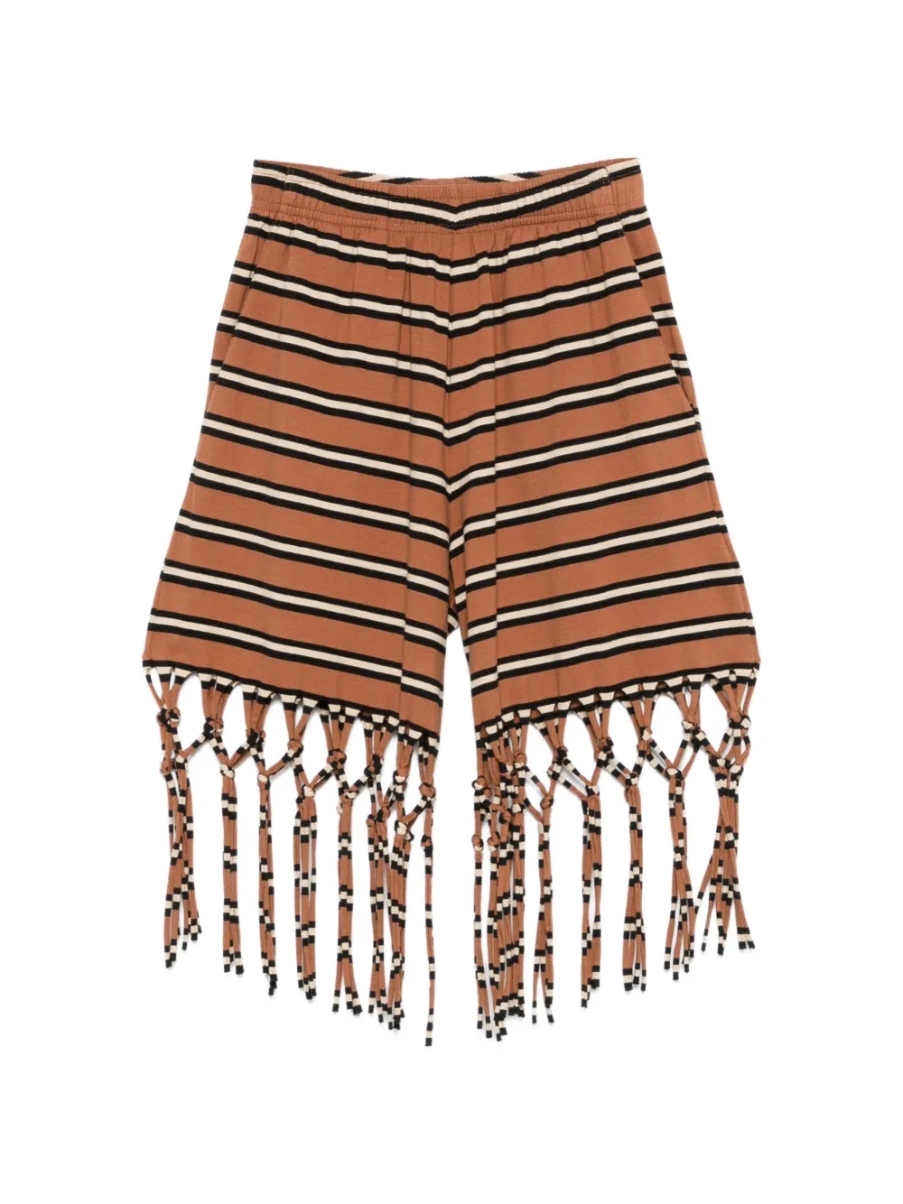 Nanushka Analu fringed striped shorts - Marrone