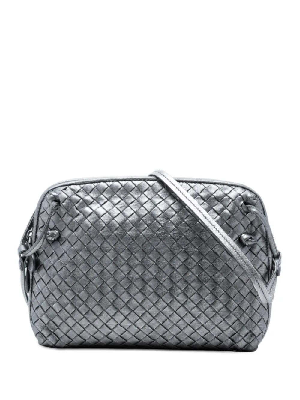 Bottega Veneta Pre-Owned 2012-2025 Metallic Nappa Intrecciato Nodini crossbody bag - Argento