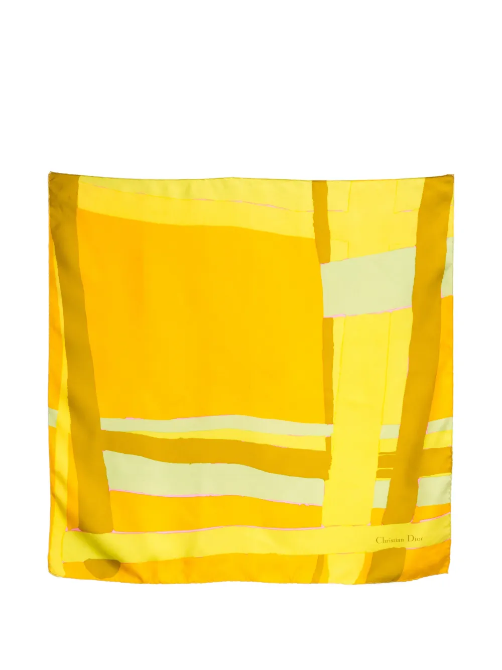 Christian Dior Pre-Owned 1980s logo-detail abstract-pattern silk scarf - Giallo