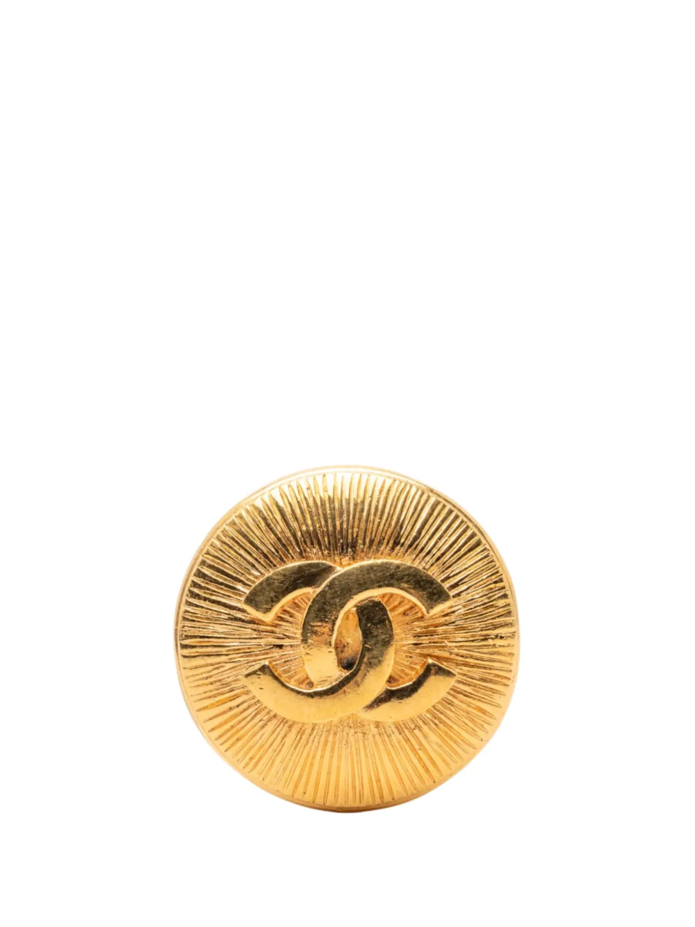CHANEL Pre-Owned 1970-1980 Gold Plated CC Round Brooch costume brooch - Oro