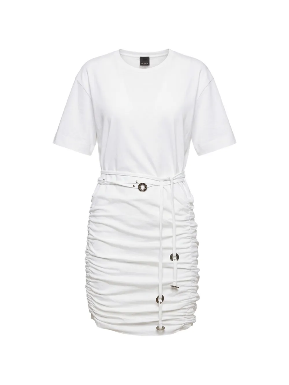 PINKO Anguillara ruched drawstring-waist dress - Weiß