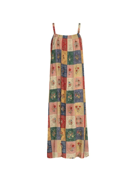 Triya Vestido floral com patchwork