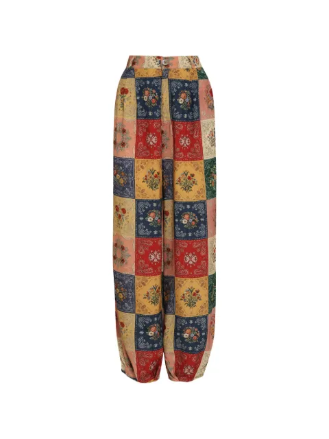 Triya Calça floral com patchwork